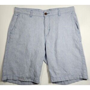 TOMMY BAHAMA Blue White Pinstripe Linen/Cotton Shorts Mens sz 35 Casual Coastal